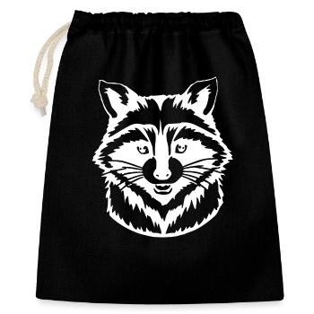 Waschbär - Geschenkbeutel aus Baumwolle (40 x 50 cm) - Schwarz - Vorne