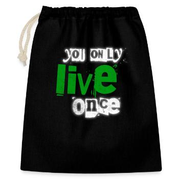 You only live once – green emphasis - Gift Bag 40 x 50 cm - black - Front