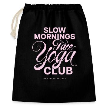 Slow Mornings Face Yoga Club - Geschenkbeutel aus Baumwolle (40 x 50 cm) - Schwarz - Vorne
