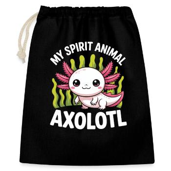 Axolotl-Geist: Niedliches Unterwasser - Geschenkbeutel aus Baumwolle (40 x 50 cm) - Schwarz - Vorne