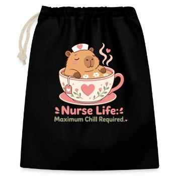 Capybara Nurse Life Pflegekraft - Geschenkbeutel aus Baumwolle (40 x 50 cm) - Schwarz - Vorne
