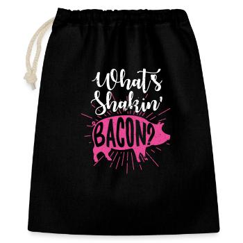 Whats Shakin Bacon - Geschenkbeutel aus Baumwolle (40 x 50 cm) - Schwarz - Vorne