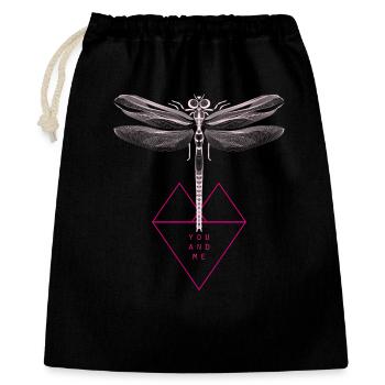 Libelle tattoo flügel engel libelle Herz frau pink - Geschenkbeutel aus Baumwolle (40 x 50 cm) - Schwarz - Vorne