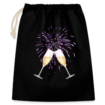 two glasses with sparkling wine for New Year's Eve fireworks - Gift Bag 40 x 50 cm - black - Front