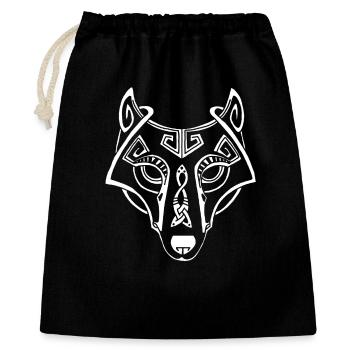 keltischer weißer Wolf - Geschenkbeutel aus Baumwolle (40 x 50 cm) - Schwarz - Vorne