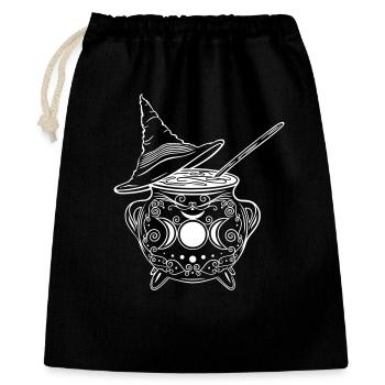 Hexenkessel Hexenhut Hexen Walpurgisnacht - Geschenkbeutel aus Baumwolle (40 x 50 cm) - Schwarz - Vorne