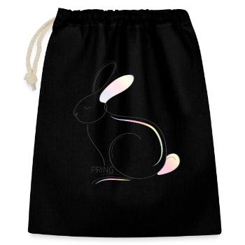 Illustration de lapin minimaliste pour le printemps - Sac cadeau 40 x 50 cm - noir - Devant