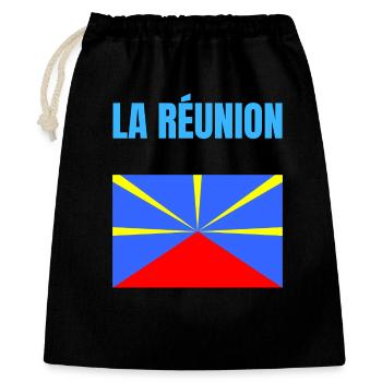 T-shirt drapeau La Réunion volcan - Sac cadeau 40 x 50 cm - noir - Devant