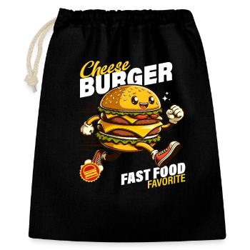 Animierter Sprint Cheeseburger - Geschenkbeutel aus Baumwolle (40 x 50 cm) - Schwarz - Vorne