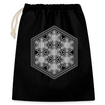 Psytrance Goa Techno Rave Geometry Hexagon Pattern - Gift Bag 40 x 50 cm - black - Front