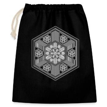 Yoga Meditation Geometrie Sechseck Mandala Muster - Geschenkbeutel aus Baumwolle (40 x 50 cm) - Schwarz - Vorne