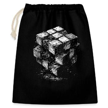 Géométrie du cube de briques - Sac cadeau 40 x 50 cm - noir - Devant