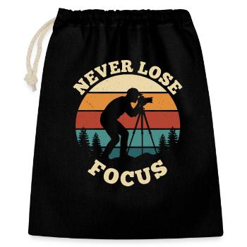 Never Lose Focus – Vintage Fotografie Design - Geschenkbeutel aus Baumwolle (40 x 50 cm) - Schwarz - Vorne