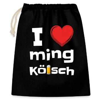 Ich lev ming Kölsch Karneval Ich liebe Kölsch - Geschenkbeutel aus Baumwolle (40 x 50 cm) - Schwarz - Vorne