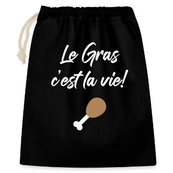 Le Gras C'est La Vie ! Design Karadoc Kaamelot - Sac cadeau 40 x 50 cm - noir - Devant