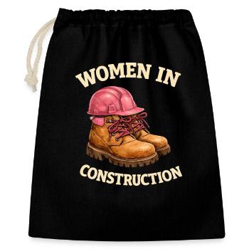 Women in Construction Work Boots and Construction Helmet - Gift Bag 40 x 50 cm - black - Front