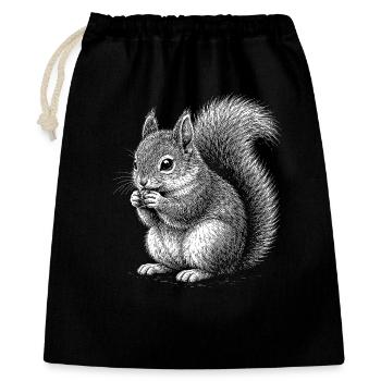 Eichhörnchen - Geschenkbeutel aus Baumwolle (40 x 50 cm) - Schwarz - Vorne