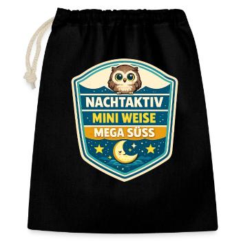 Nachtaktiv Weise Mega Süß - Geschenkbeutel aus Baumwolle (40 x 50 cm) - Schwarz - Vorne