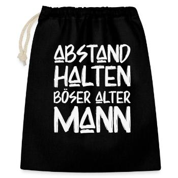 Abstand Halten Böser Alter Mann Lustige Sprüche - Geschenkbeutel aus Baumwolle (40 x 50 cm) - Schwarz - Vorne