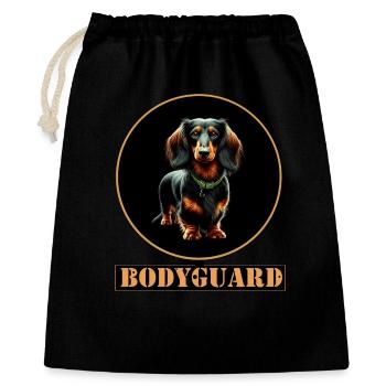 Garde du corps Teckel à poil long - Sac cadeau 40 x 50 cm - noir - Devant