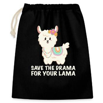 Save the drama for your lama - Geschenkbeutel aus Baumwolle (40 x 50 cm) - Schwarz - Vorne