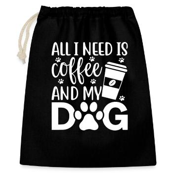 Kaffee und Hundeliebe Design - Geschenkbeutel aus Baumwolle (40 x 50 cm) - Schwarz - Vorne