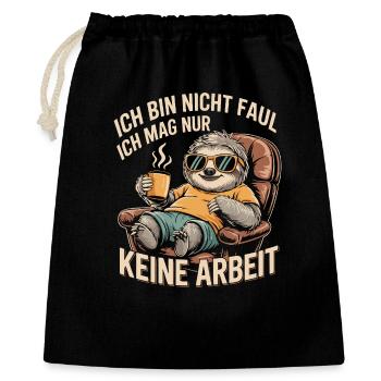 Sloth Saying – No Work, No Stress - Gift Bag 40 x 50 cm - black - Front