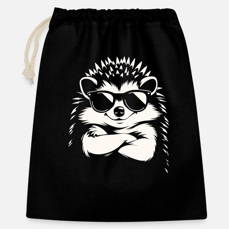 Hérisson cool avec des lunettes de soleil | Motif drôle d’animal - Sac cadeau 40 x 50 cm - noir