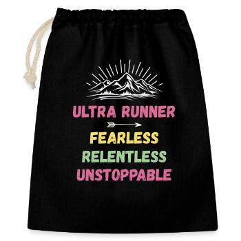 Ultra Runner - Furchtlos. Unerbittlich. Unaufhaltsam. - Geschenkbeutel aus Baumwolle (40 x 50 cm) - Schwarz - Vorne