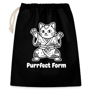 Kampfkunst Katze Purrfect Form Design - Geschenkbeutel aus Baumwolle (40 x 50 cm) - Schwarz - Vorne