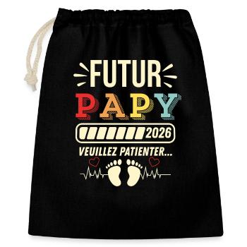 Futur Papy 2026 Style Vintage - Sac cadeau 40 x 50 cm - noir - Devant