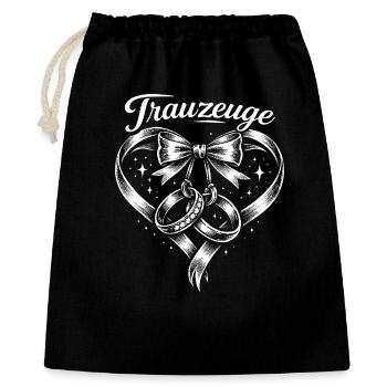 Signe de mariage avec nœuds en forme de cœur - Sac cadeau 40 x 50 cm - noir - Devant
