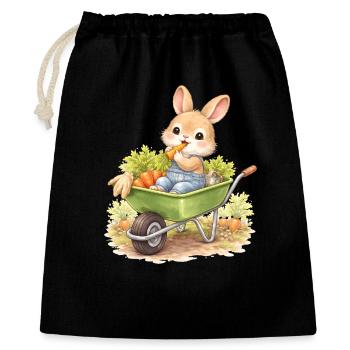 Cute bunny with carrots in wheelbarrow - Gift Bag 40 x 50 cm - black - Front