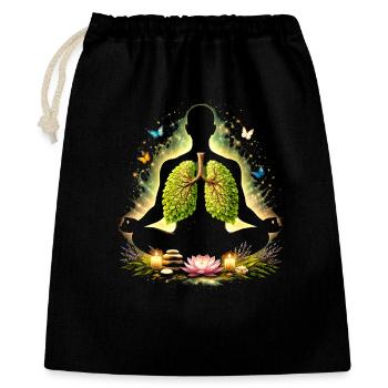 Meditation Atmung Natur Lunge Design  - Geschenkbeutel aus Baumwolle (40 x 50 cm) - Schwarz - Vorne