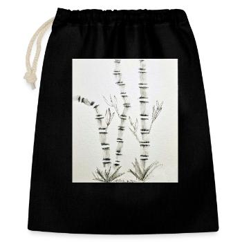Dessin en bambou à l’encre - Sac cadeau 40 x 50 cm - noir - Devant