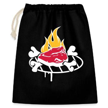 Steak with bones on the grill - Gift Bag 40 x 50 cm - black - Front