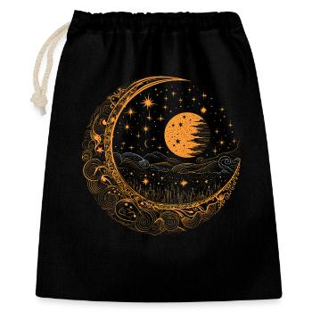 Mond mit Sternen - Geschenkbeutel aus Baumwolle (40 x 50 cm) - Schwarz - Vorne