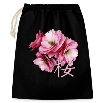 Cherry Blossom - Geschenkbeutel aus Baumwolle (40 x 50 cm) - Schwarz - Vorne