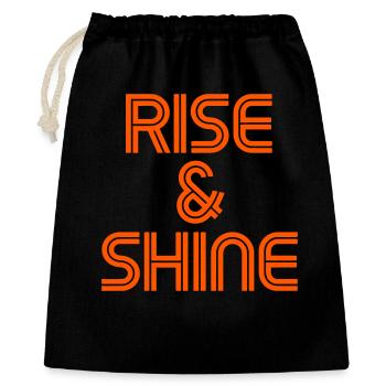 Rise & Shine - Morgendliche Motivation - Geschenkbeutel aus Baumwolle (40 x 50 cm) - Schwarz - Vorne
