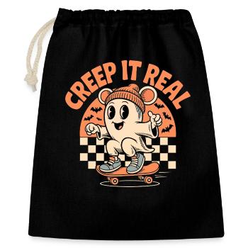 Creep It Real Ghost Skateboard - Geschenkbeutel aus Baumwolle (40 x 50 cm) - Schwarz - Vorne