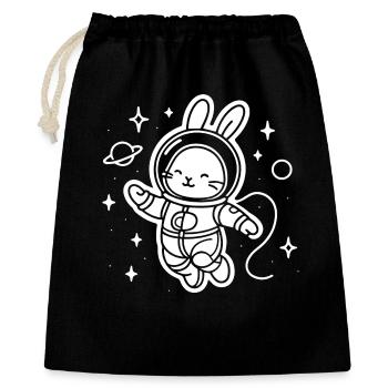 Weltraum-Hase in Astronautenanzug - Geschenkbeutel aus Baumwolle (40 x 50 cm) - Schwarz - Vorne