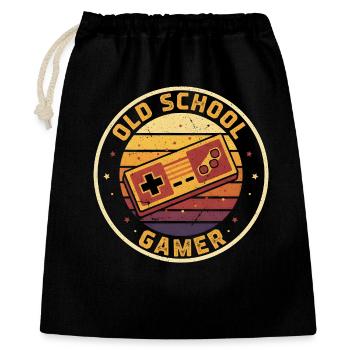 Old School Gamer Sunset Controller Retro Zocker - Geschenkbeutel aus Baumwolle (40 x 50 cm) - Schwarz - Vorne