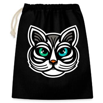 Whimsical Odd-Eyed Cat Cartoon Design - Gift Bag 40 x 50 cm - black - Front