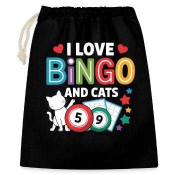 J’aime le bingo et les chats - Sac cadeau 40 x 50 cm - noir - Devant