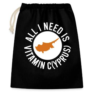 Zypern All I Need Is Vitamin Cyprus Zypern Flagge - Geschenkbeutel aus Baumwolle (40 x 50 cm) - Schwarz - Vorne