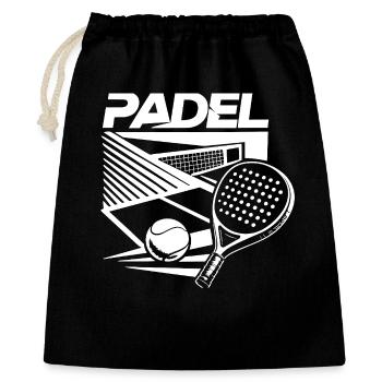 Padel Terrain & Raquette – Design Sport blanc - Sac cadeau 40 x 50 cm - noir - Devant