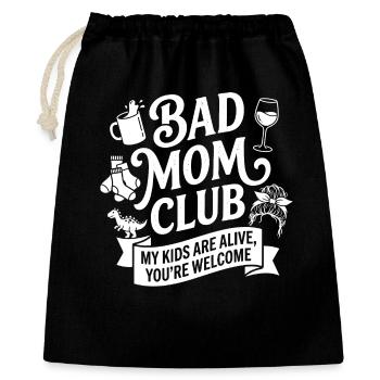 Slogan du Bad Mom Club - Sac cadeau 40 x 50 cm - noir - Devant