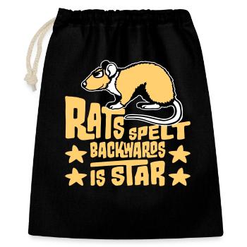 Rats Spelt Backwards Is Star Lustiger Ratte Spruch - Geschenkbeutel aus Baumwolle (40 x 50 cm) - Schwarz - Vorne