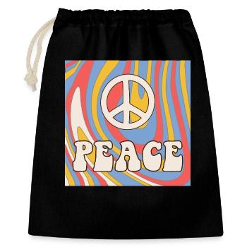 Design rétro hippie de paix – Ambiances et liberté des années 70 - Sac cadeau 40 x 50 cm - noir - Devant