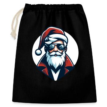Hipster Weihnachtsmann - Weihnachts-Chic - Geschenkbeutel aus Baumwolle (40 x 50 cm) - Schwarz - Vorne